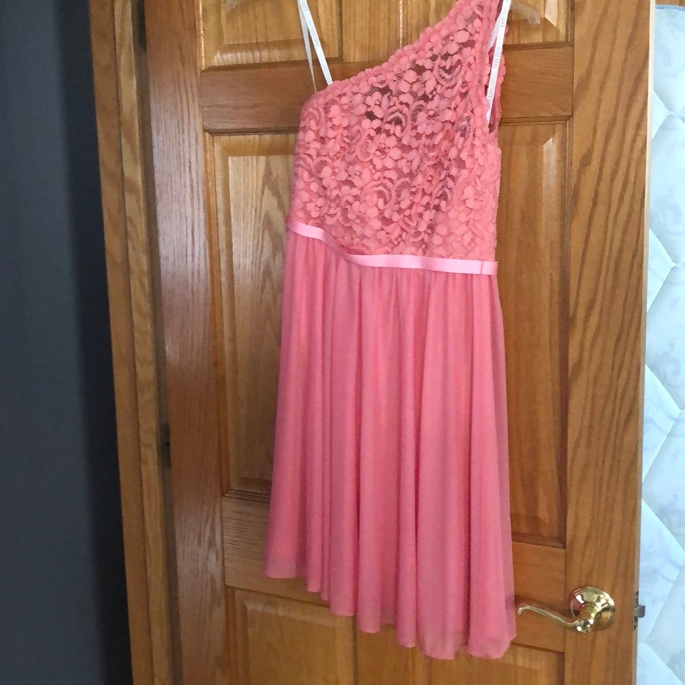 David’s bridal lace one shoulder dress